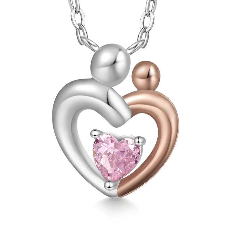 Gnoce Mother Child Hugging Birthstone Necklace - Image 2