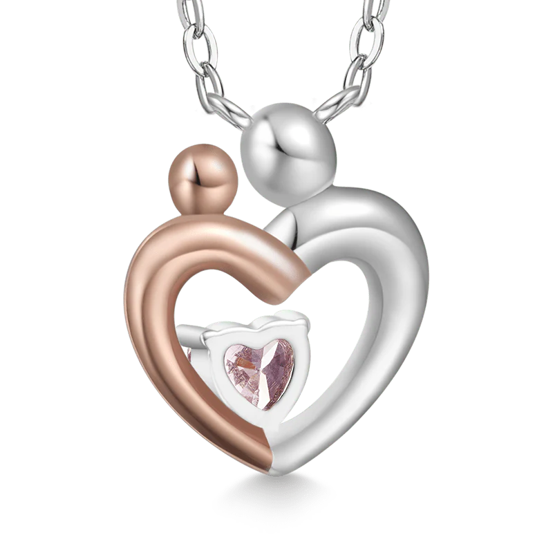 Gnoce Mother Child Hugging Birthstone Necklace - Image 3