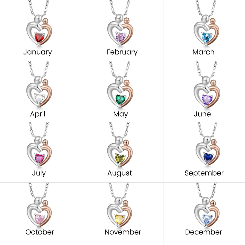 Gnoce Mother Child Hugging Birthstone Necklace - Image 7