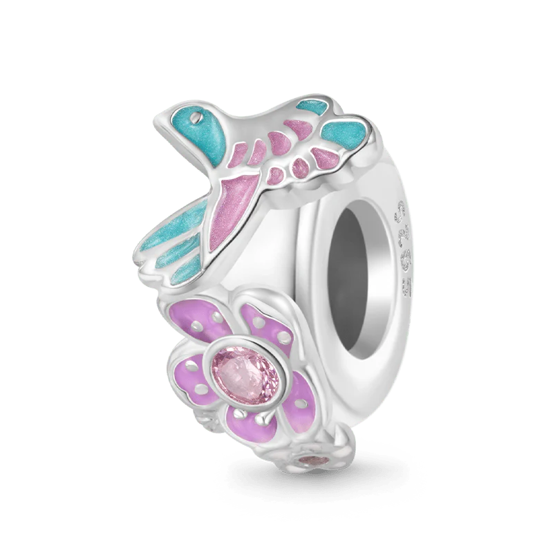 Gnoce Colorful Hummingbird Love Flower Charm