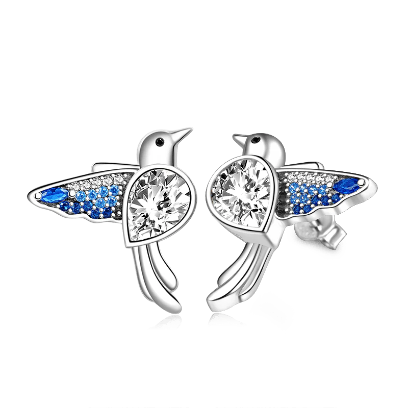 Gnoce Hummingbird Stud Earrings Platinum-plated Silver Blend - Image 2