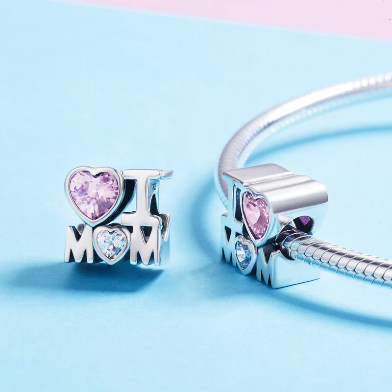 I Love Mom Gift Charm Bead 925 Sterling Silver - Image 3