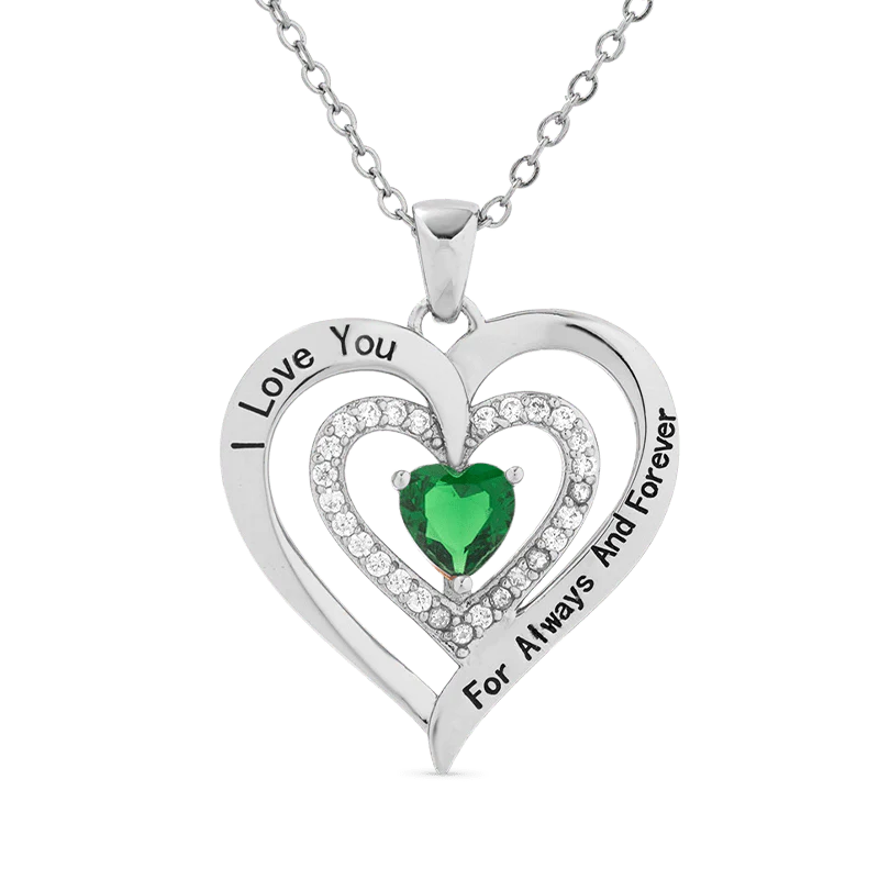 Gnoce "I Love You" Heart Birthstone Necklace - Image 2