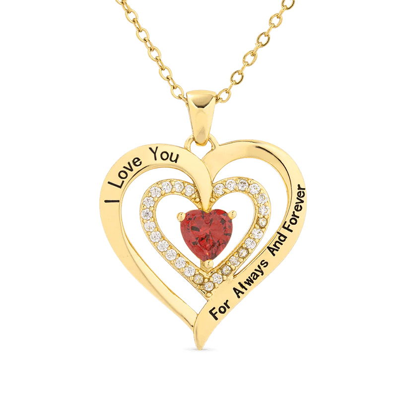 Gnoce "I Love You" Heart Birthstone Necklace - Image 3