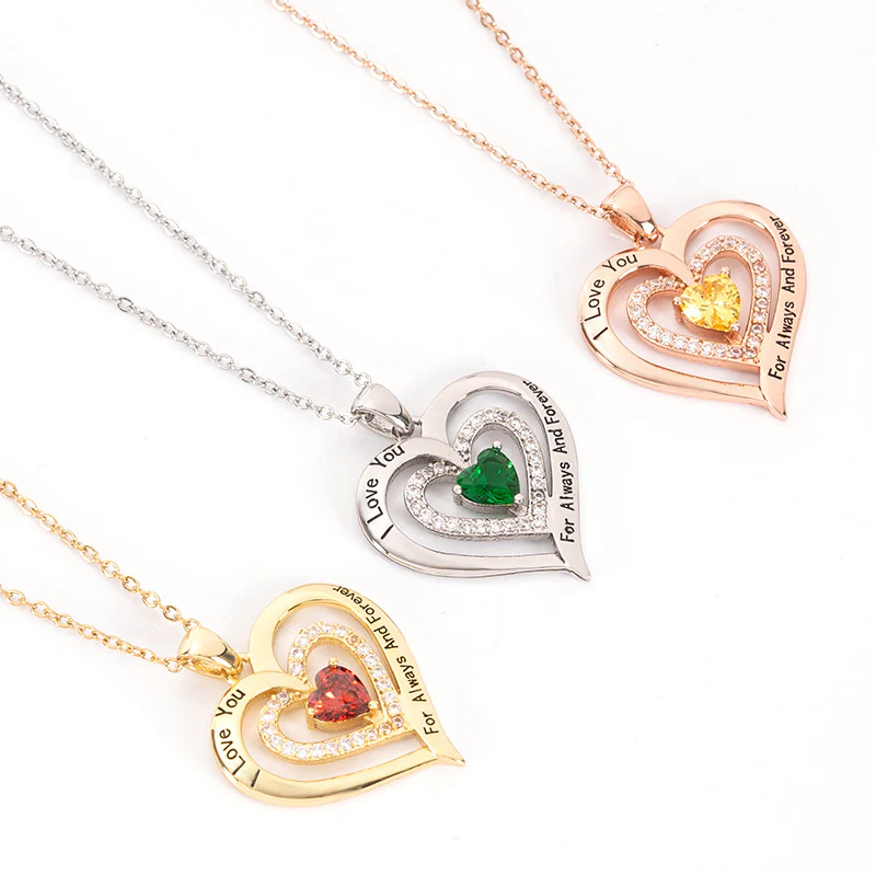 Gnoce "I Love You" Heart Birthstone Necklace - Image 4