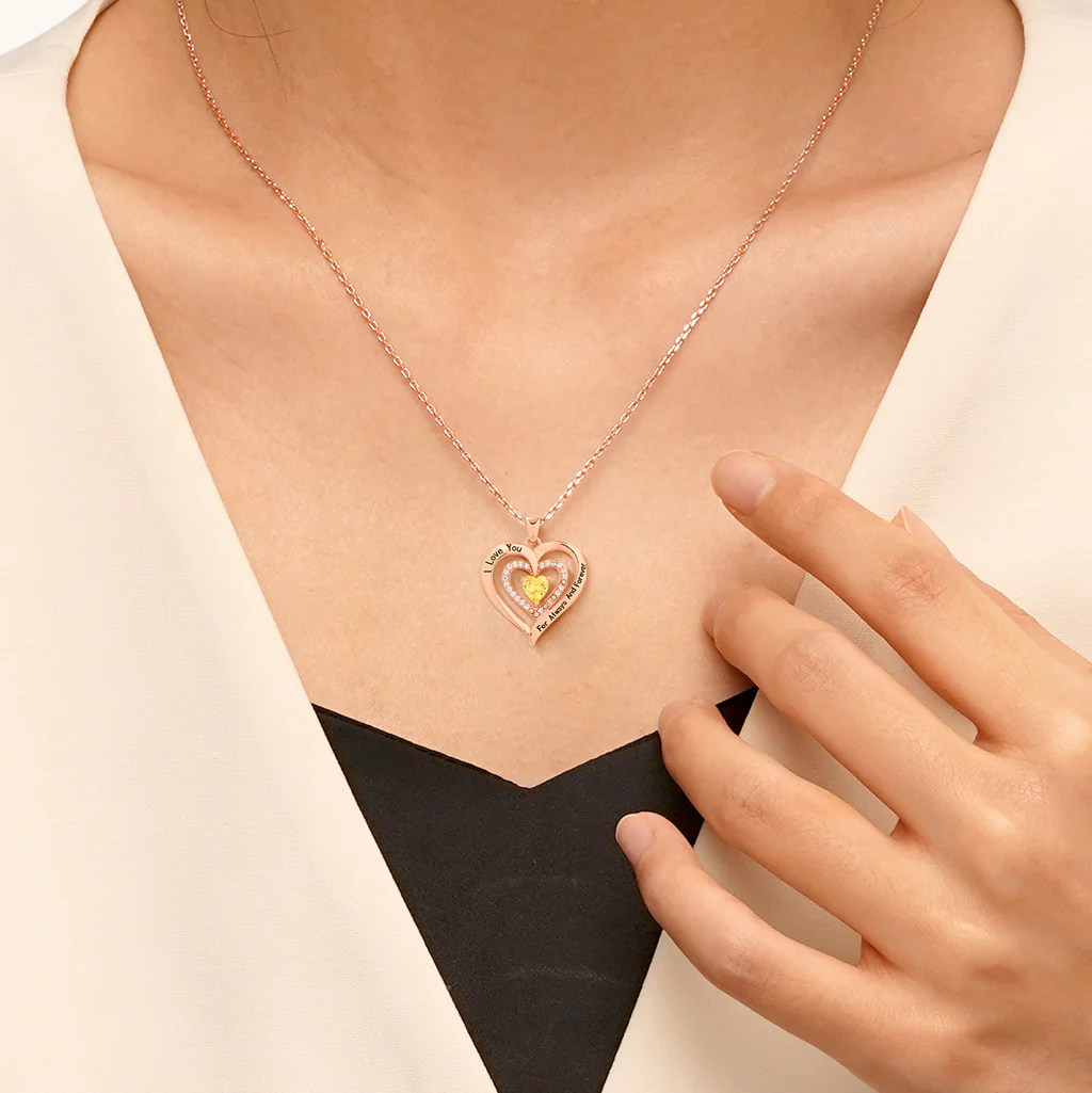 Gnoce "I Love You" Heart Birthstone Necklace - Image 6