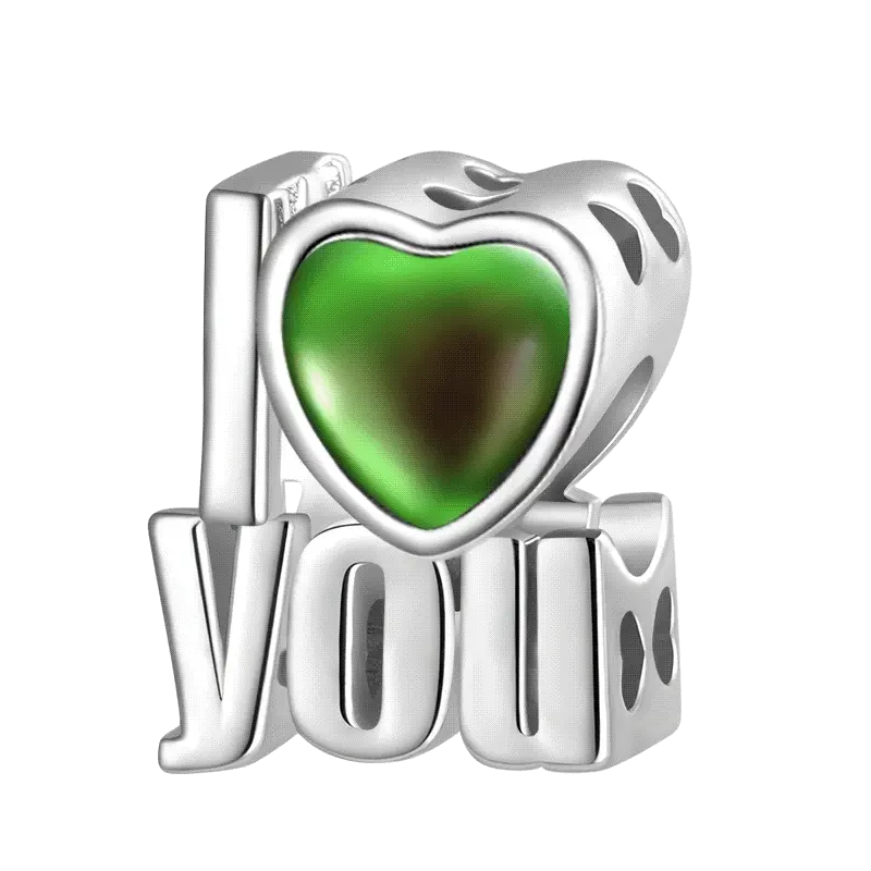 Gnoce Magic "I Love You" Mood Charm Platinum-plated Silver Blend