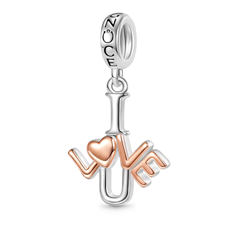 Gnoce "I Love You" Charm Platinum-plated Silver Blend