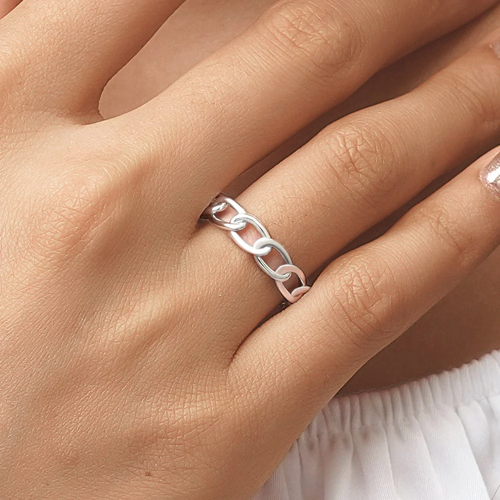 Gnoce Iconic Twist Silver Band Ring Platinum-plated Silver Blend - Image 5