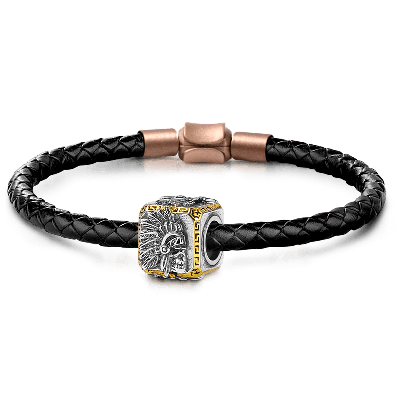 Gnoce Indian Skull Men's Vintage Charm Platinum-plated Silver Blend