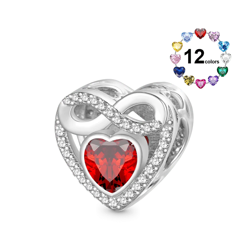 Gnoce Infinite Love Heart Birthstone Charm