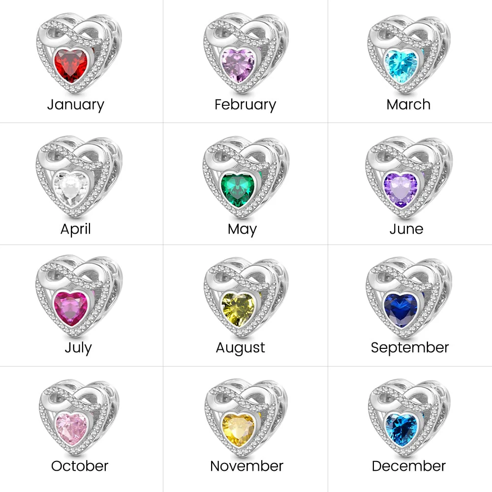 Gnoce Infinite Love Heart Birthstone Charm - Image 6