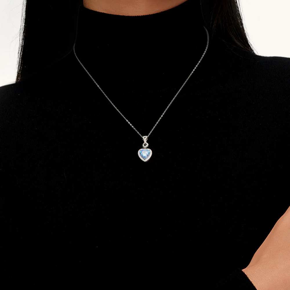 Gnoce Infinite Love Buckle Heart Birthstone Pendant Necklace - Image 6