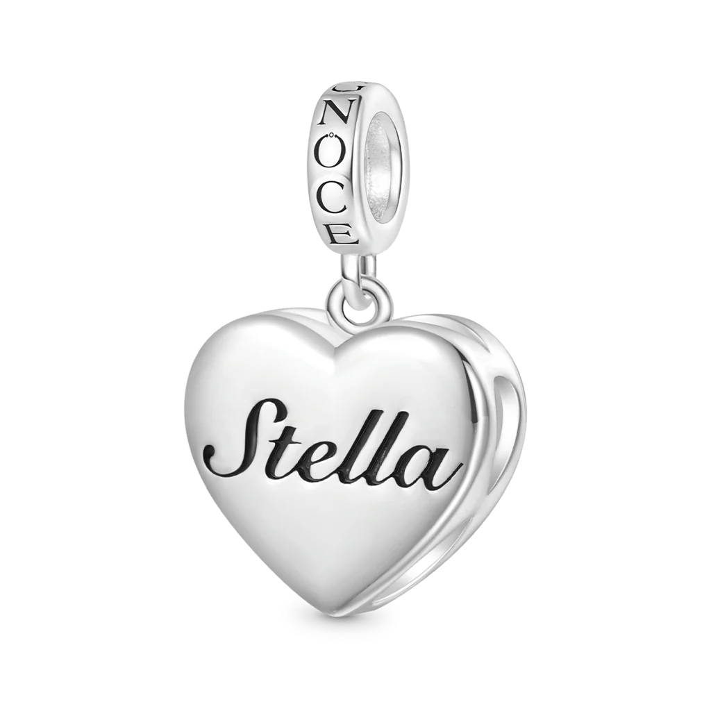 Gnoce Infinite Love Heart Engravable Birthstone Charm Platinum-plated Silver Blend