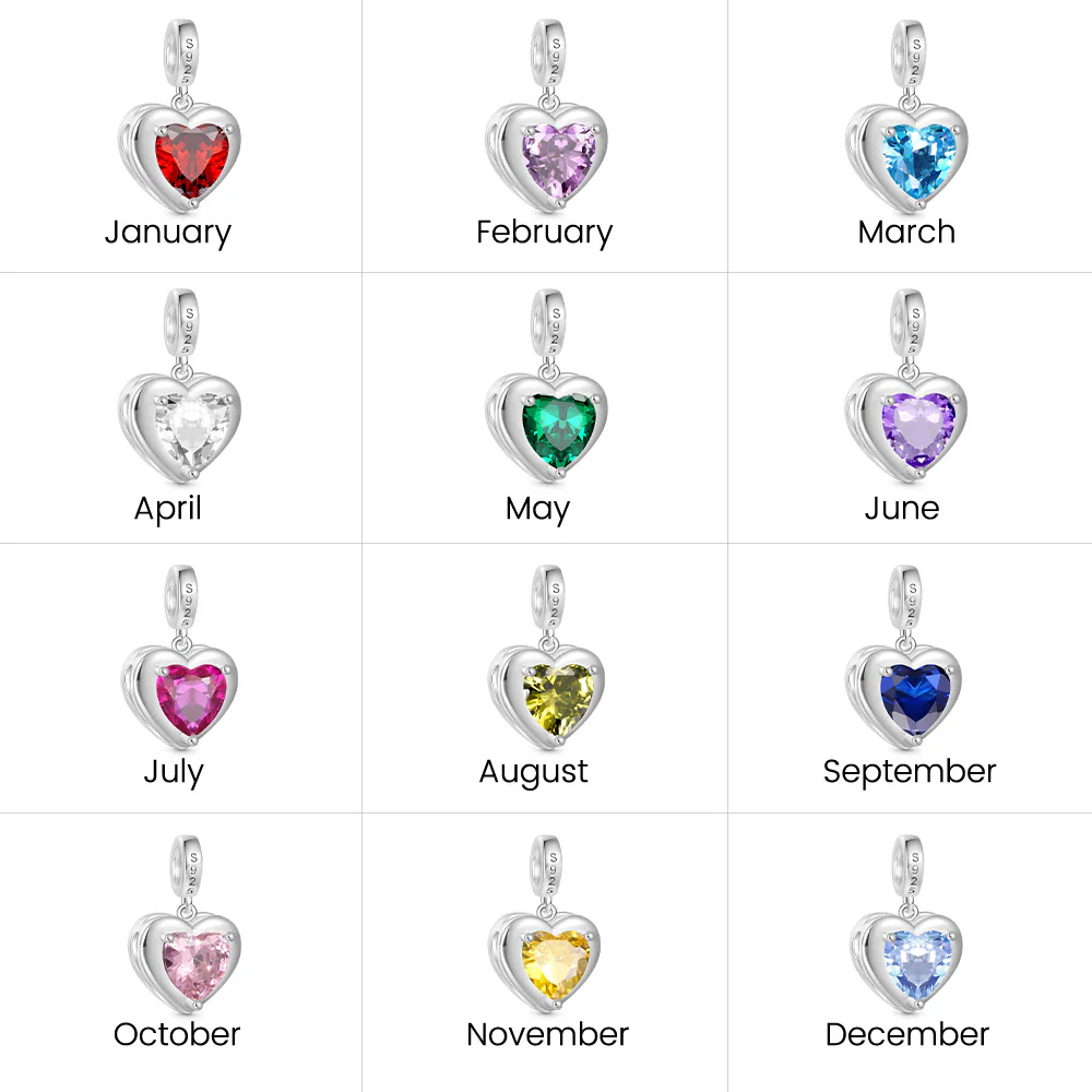 Gnoce Infinite Love Heart Engravable Birthstone Charm Platinum-plated Silver Blend - Image 7