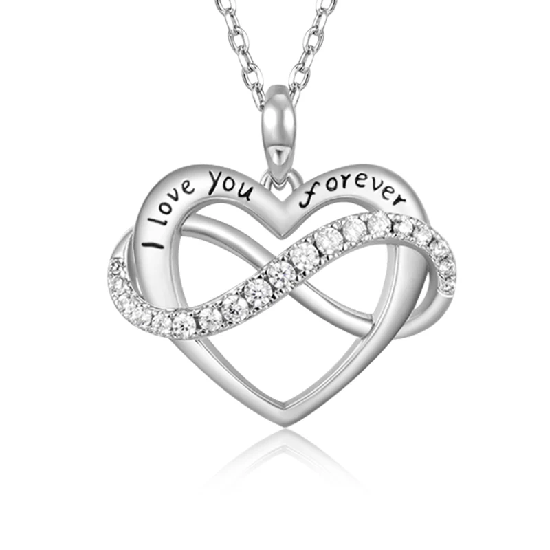 Gnoce Sparkling Infinite love Heart Necklace Platinum-plated Silver Blend