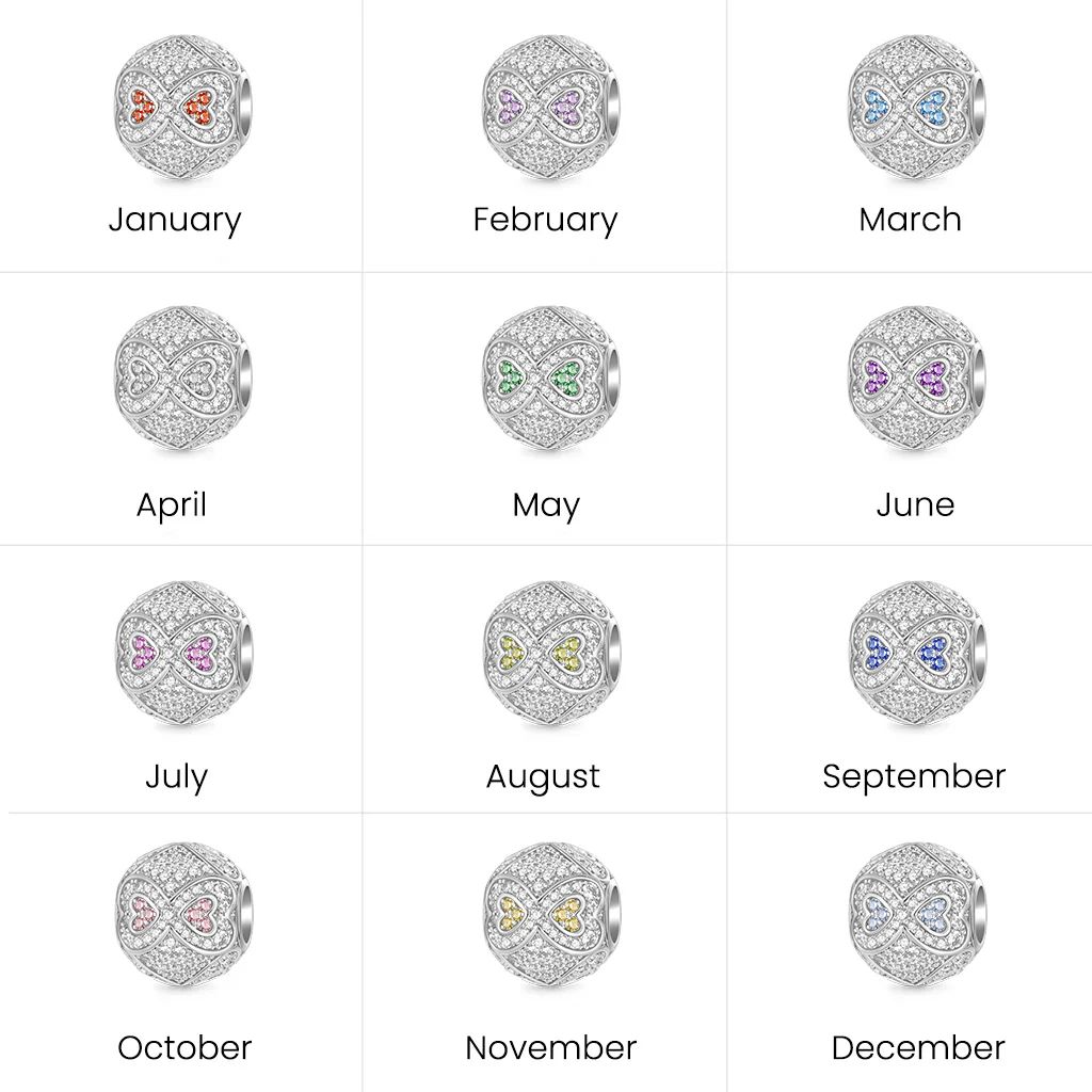 Gnoce Infinite Love Birthstone Charm Platinum-plated Silver Blend - Image 6
