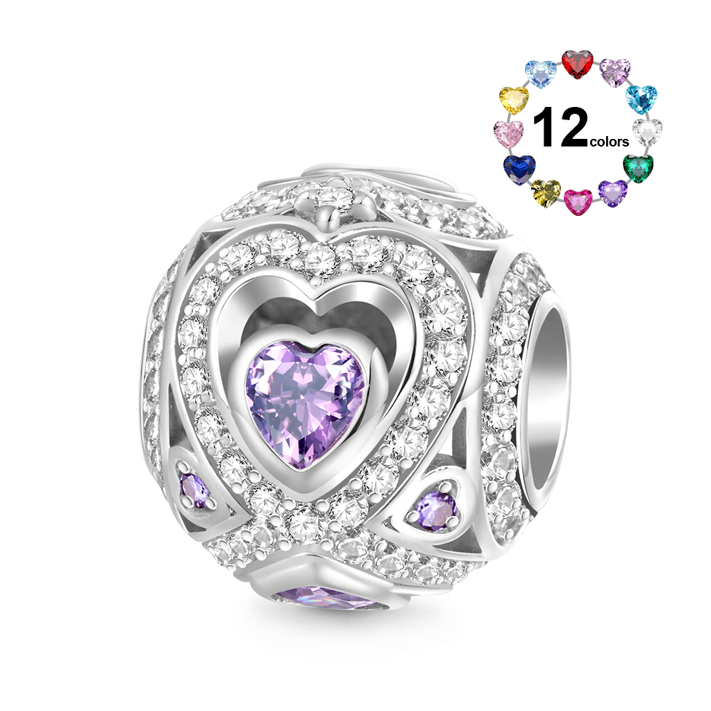 Gnoce Infinite Love Birthstone Charm Platinum-plated Silver Blend