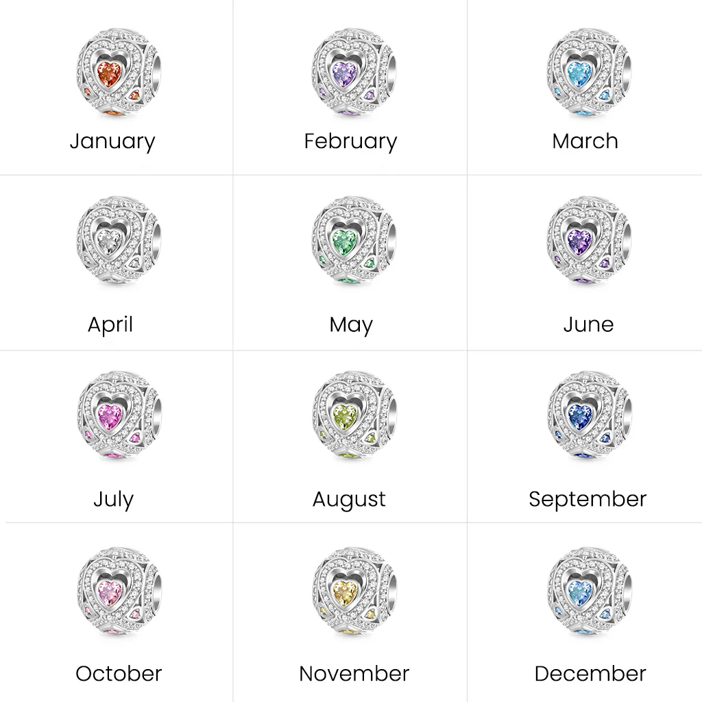 Gnoce Infinite Love Birthstone Charm Platinum-plated Silver Blend - Image 6