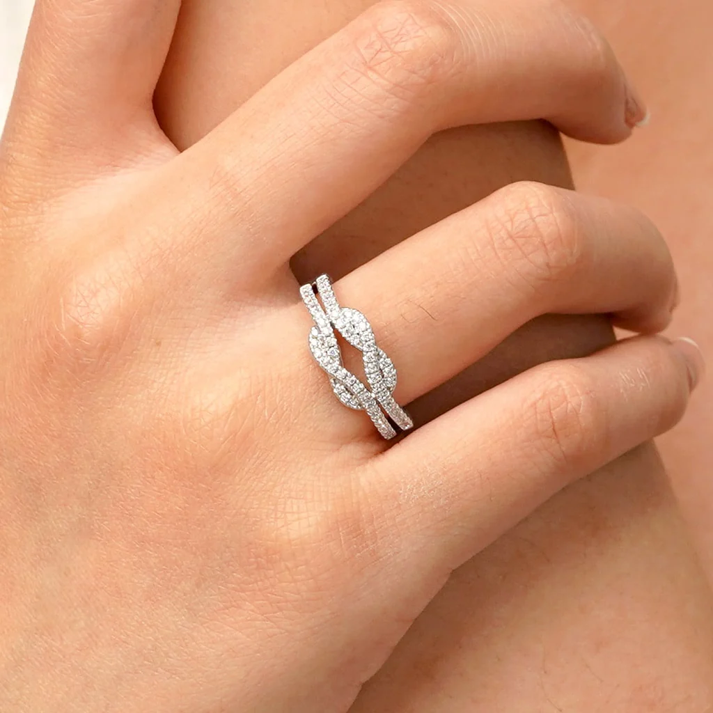 Gnoce Infinite Pave Band Ring Platinum-plated Silver Blend - Image 5