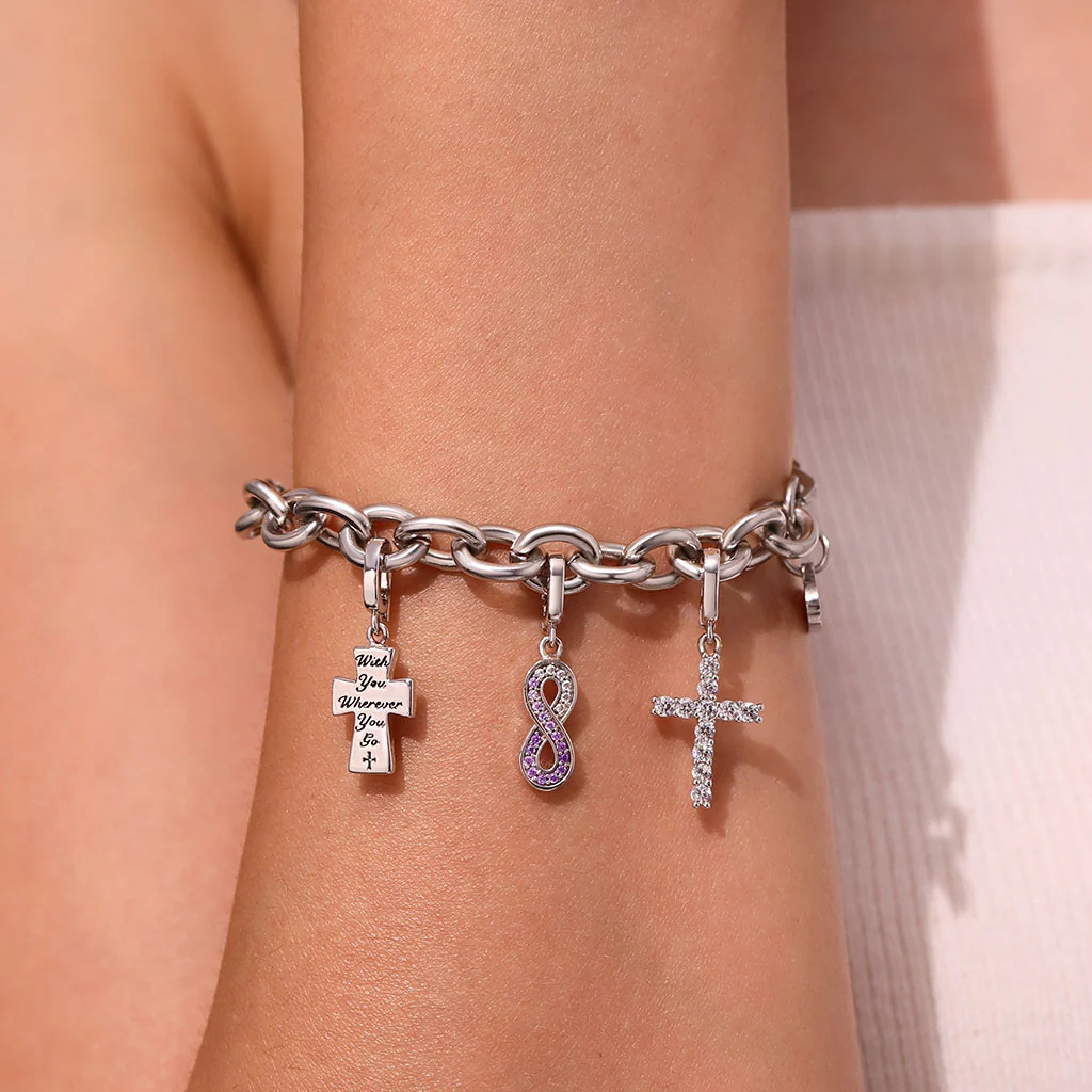 Gnoce Infinity Love Clasp Clusters Charm Platinum-plated Silver Blend - Image 6