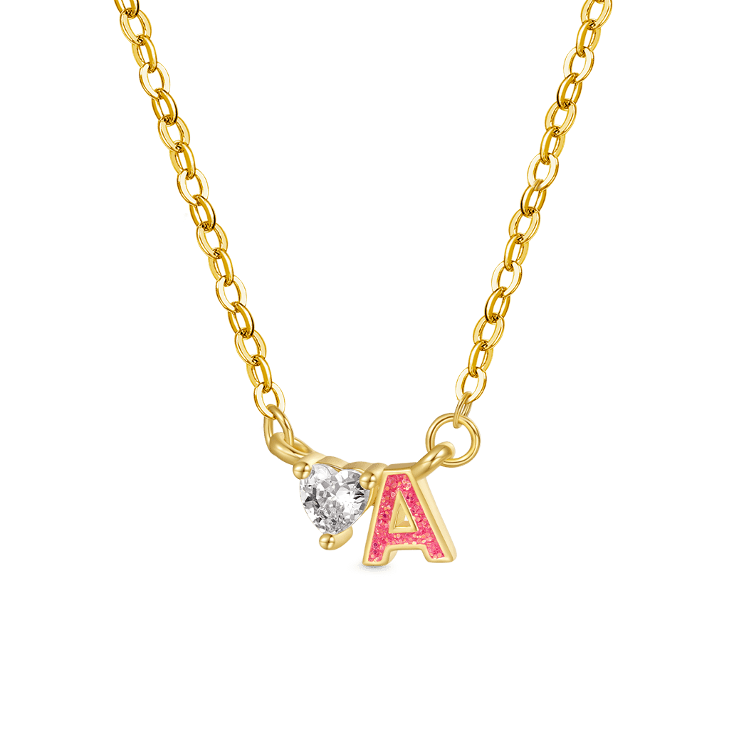 Gnoce Personalized Initial A Birthstone Gold Necklace