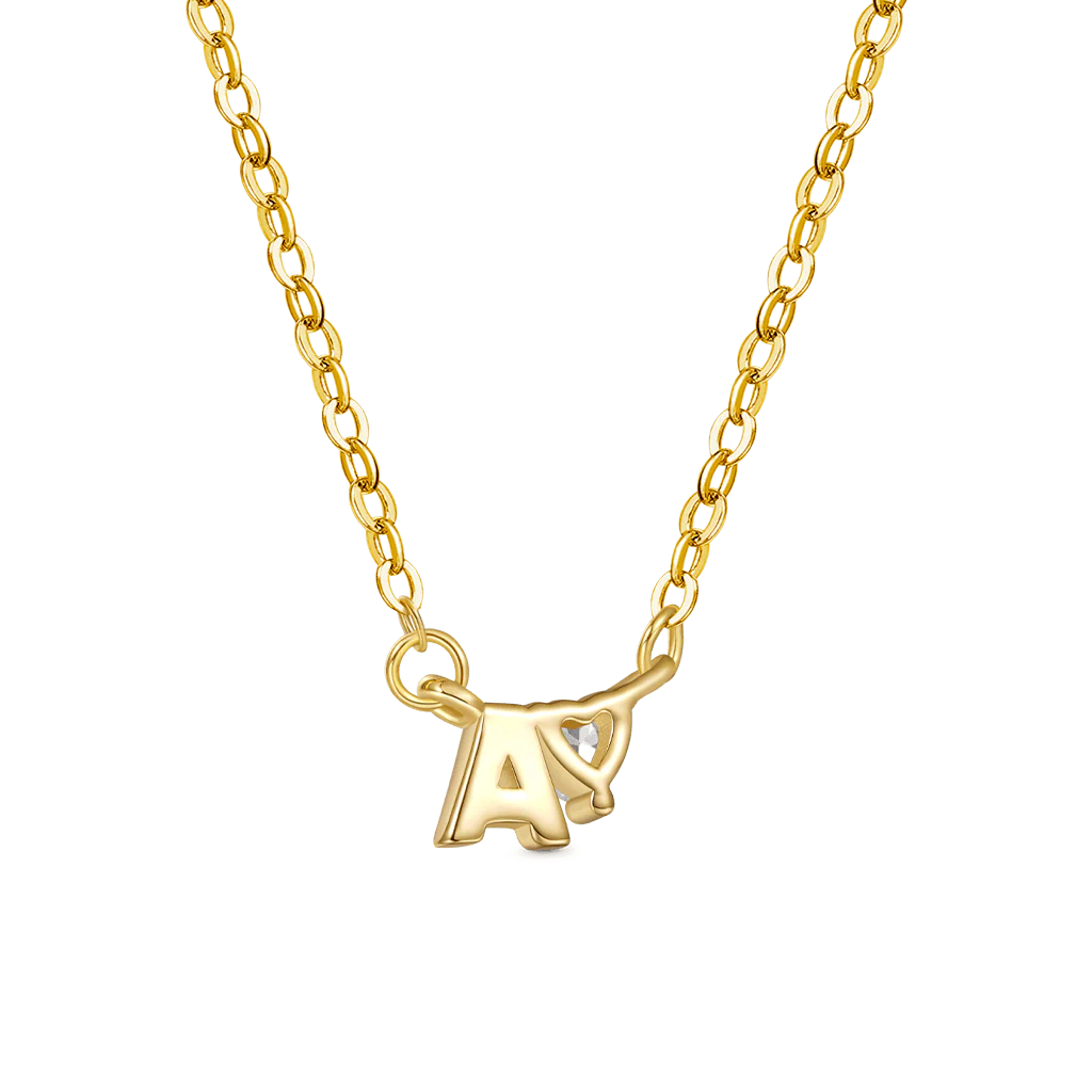 Gnoce Personalized Initial A Birthstone Gold Necklace - Image 2