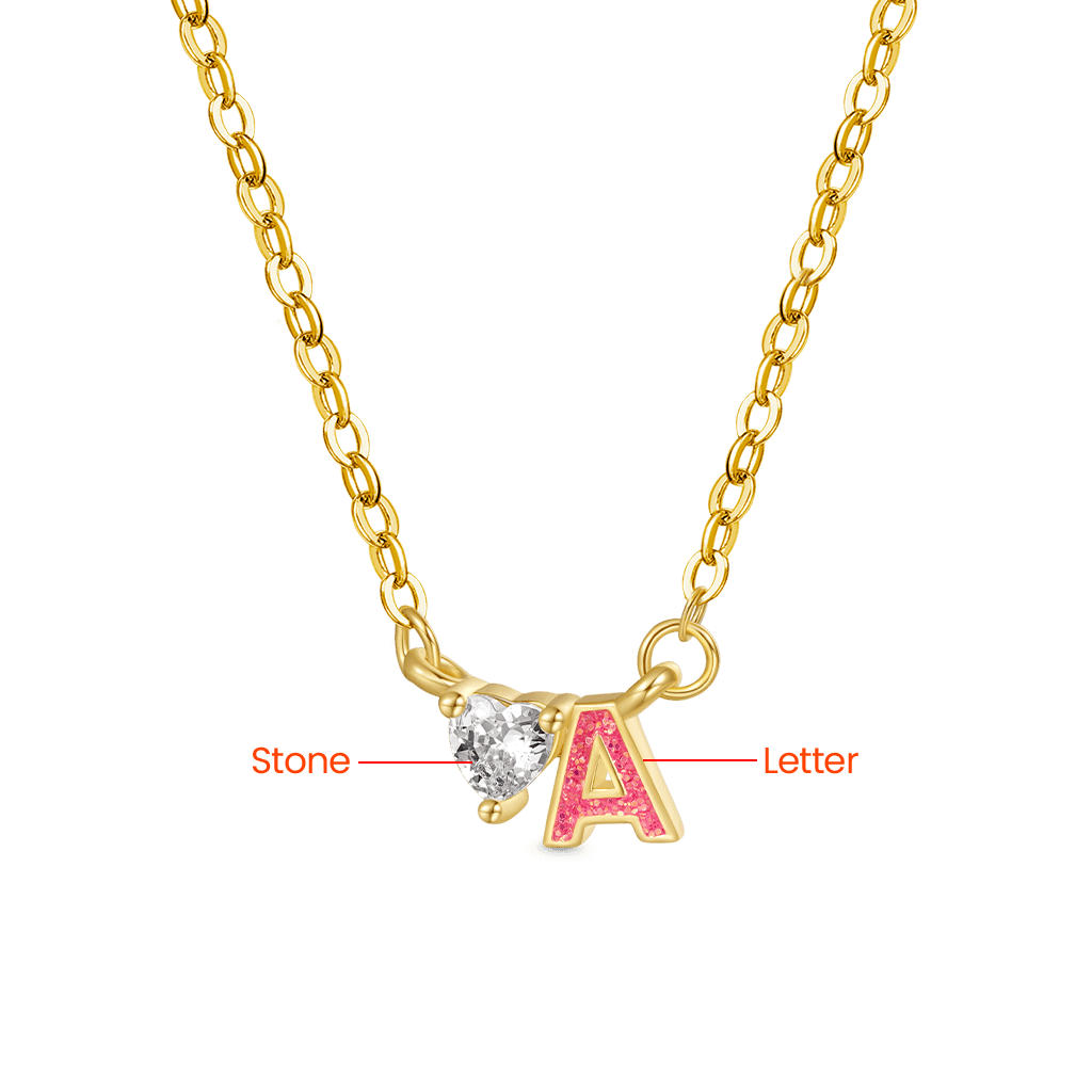 Gnoce Personalized Initial A Birthstone Gold Necklace - Image 3