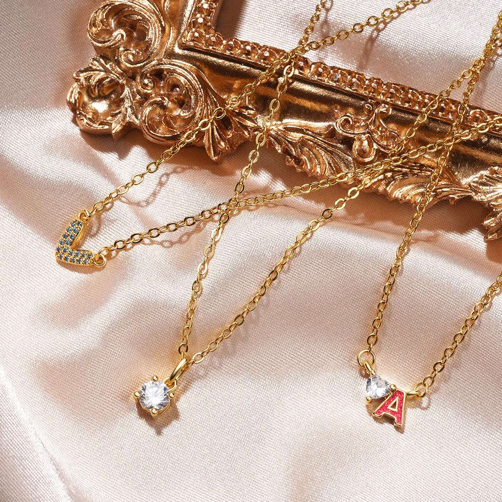 Gnoce Personalized Initial A Birthstone Gold Necklace - Image 5