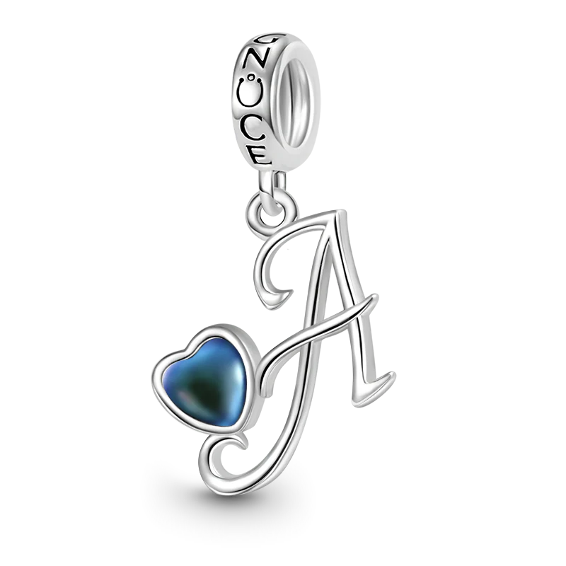 Gnoce Best Initial Letter Mood Charm Platinum-plated Silver Blend - Image 2