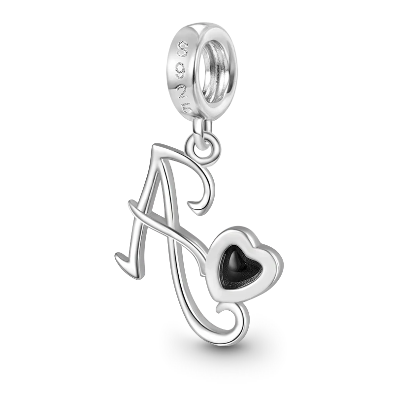 Gnoce Best Initial Letter Mood Charm Platinum-plated Silver Blend - Image 3