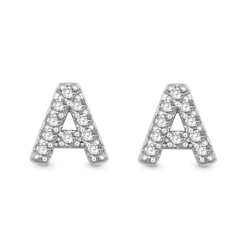 Gnoce Personalized Diamond Initial Letter Stud Earrings