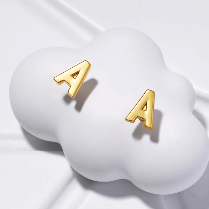 Gnoce Initial Letters Personalized Stud Earrings - Image 2