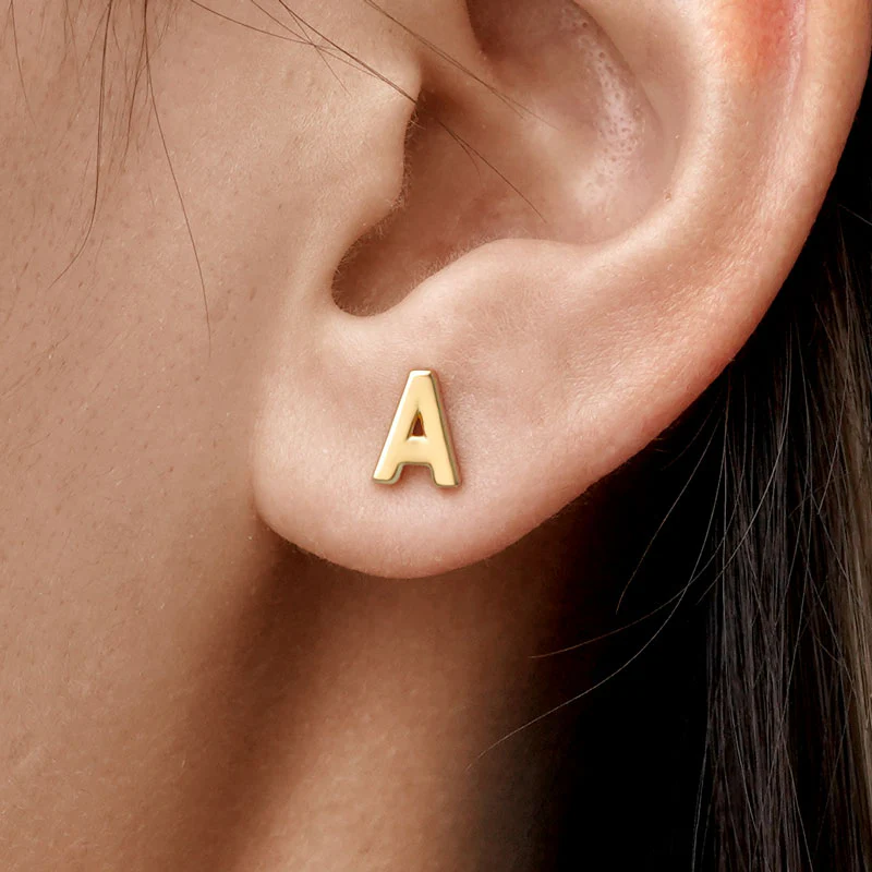 Gnoce Initial Letters Personalized Stud Earrings - Image 4