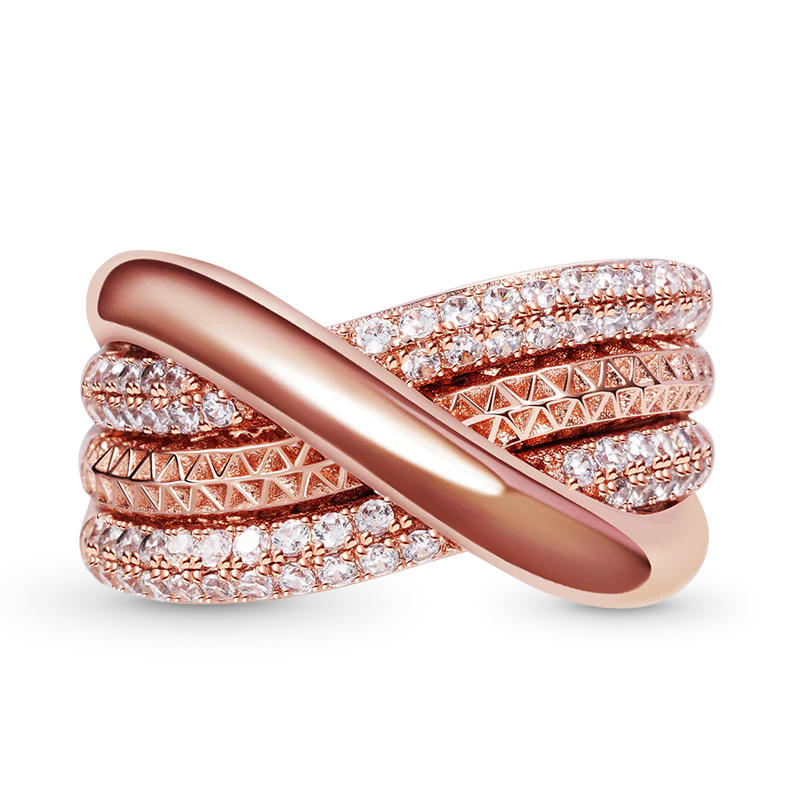 Gnoce Intertwined Band Pave Ring Platinum-plated Silver Blend