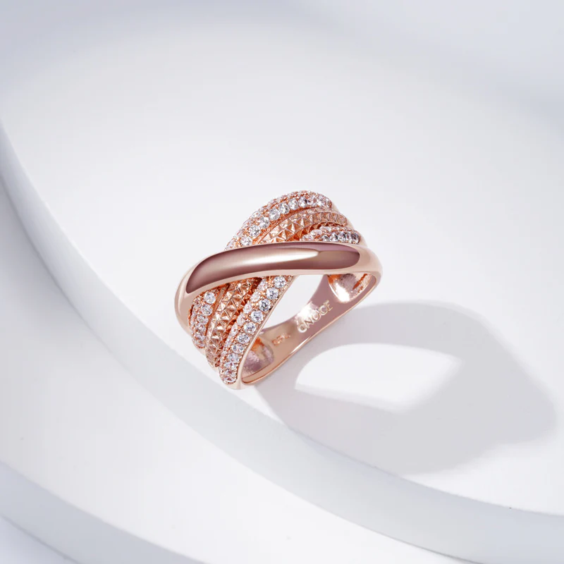 Gnoce Intertwined Band Pave Ring Platinum-plated Silver Blend - Image 2