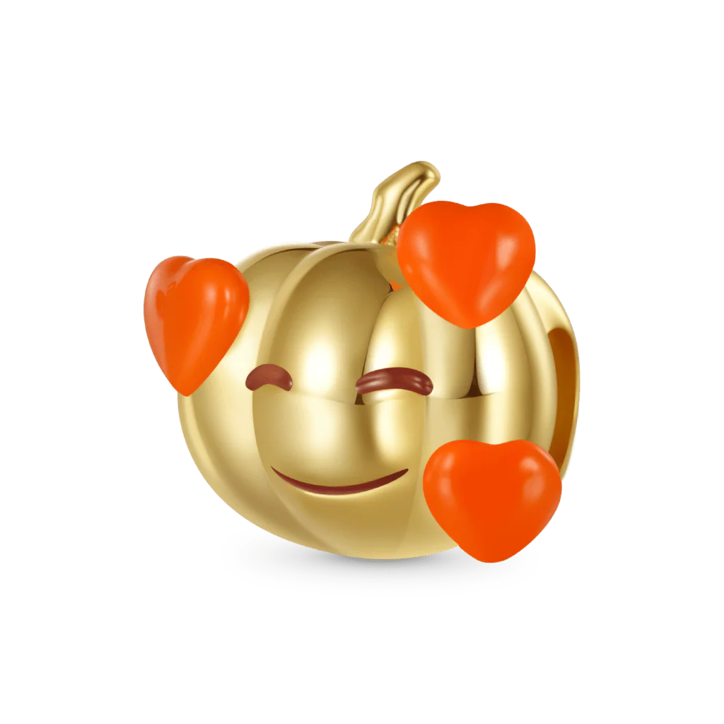Gnoce Smiling Jack-O-Lantern Charm Platinum-plated Silver Blend