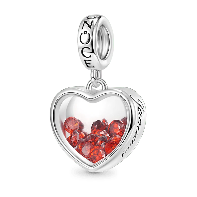 Gnoce Jan.Birthstone Heart Personalized Photo Charm Platinum-plated Silver Blend - Image 2