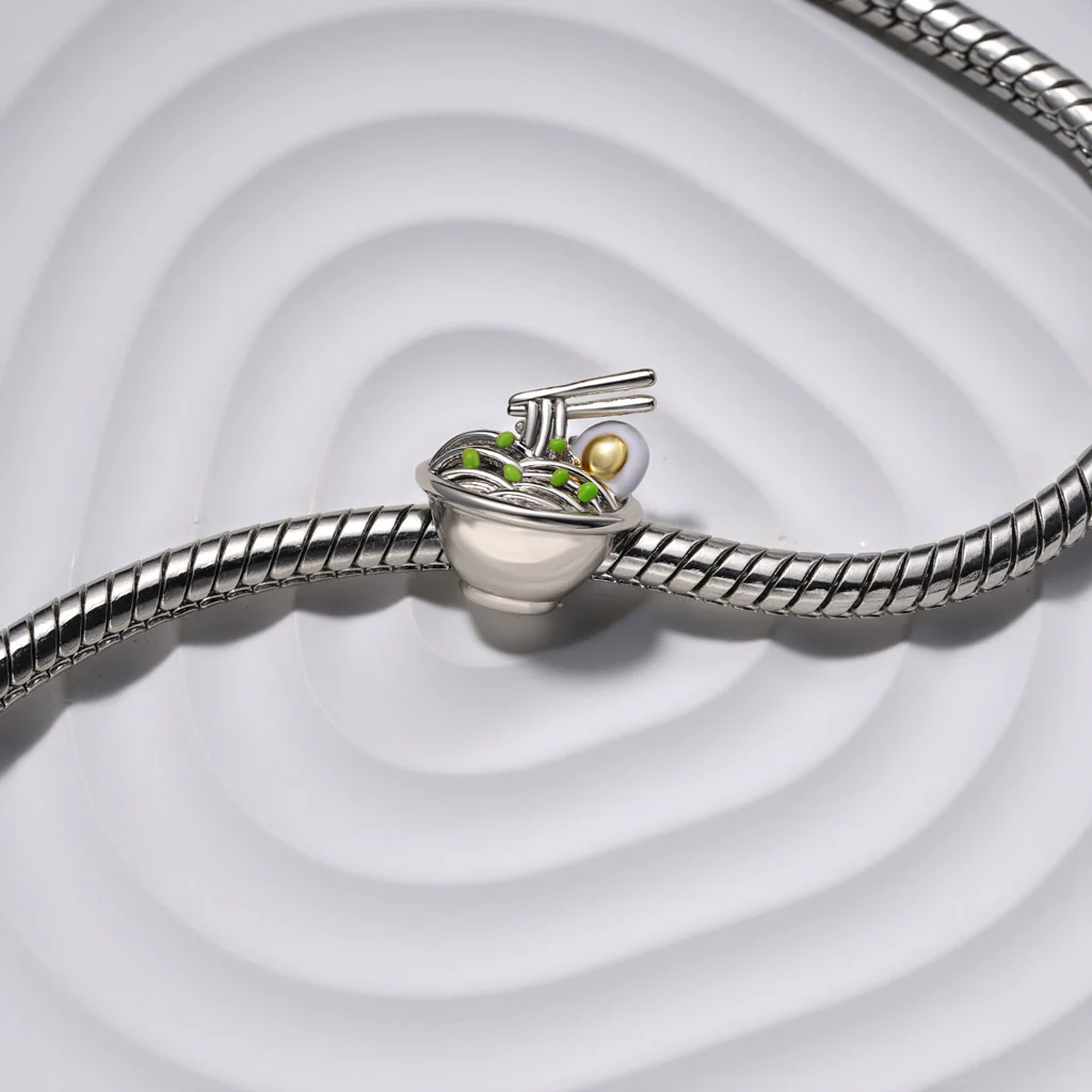 Gnoce Tonkotsu Ramen Soft-Boiled Egg Charm Platinum-plated Silver Blend - Image 3