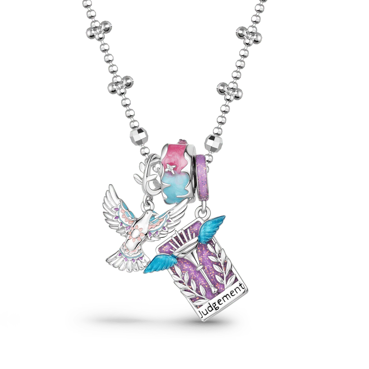 Gnoce Peace Dove and Judgement Tarot Pendant Necklace Set