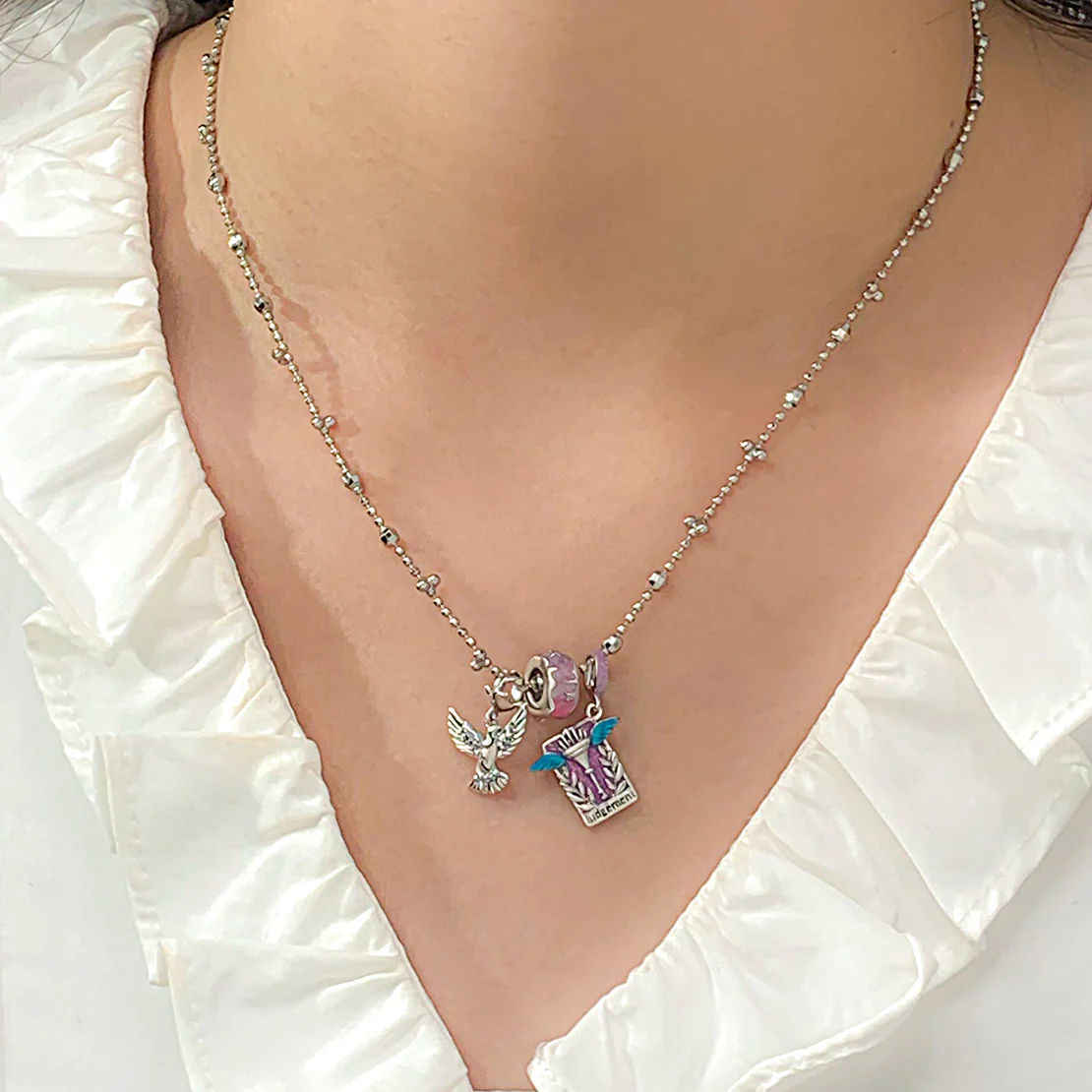 Gnoce Peace Dove and Judgement Tarot Pendant Necklace Set - Image 2