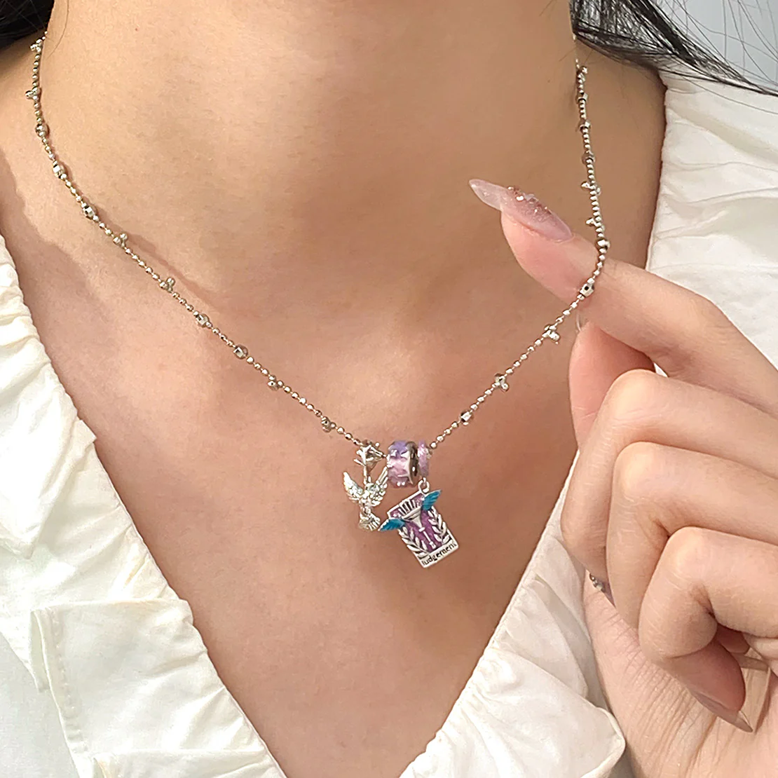 Gnoce Peace Dove and Judgement Tarot Pendant Necklace Set - Image 4