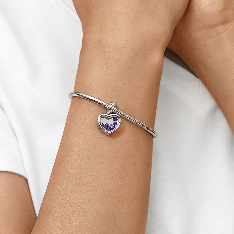 Gnoce Jun.Birthstone Heart Personalized Photo Charm Platinum-plated Silver Blend - Image 4