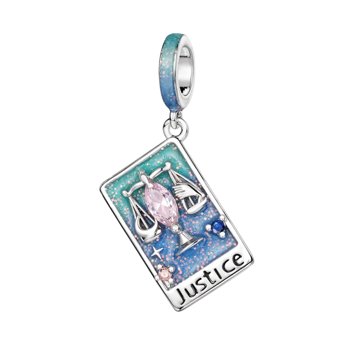 Gnoce Justice Tarot Glow-in-the-Dark Charm Platinum-plated Silver Blend