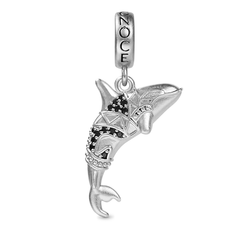 Gnoce Killer Whale Orca Charm Platinum-plated Silver Blend