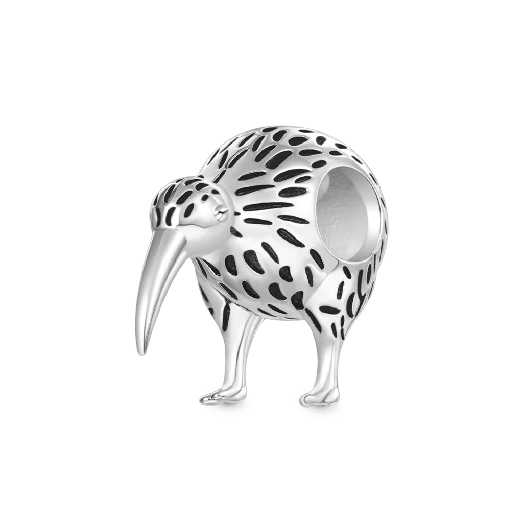 Gnoce Kiwi Bird Charm Platinum-plated Silver Blend