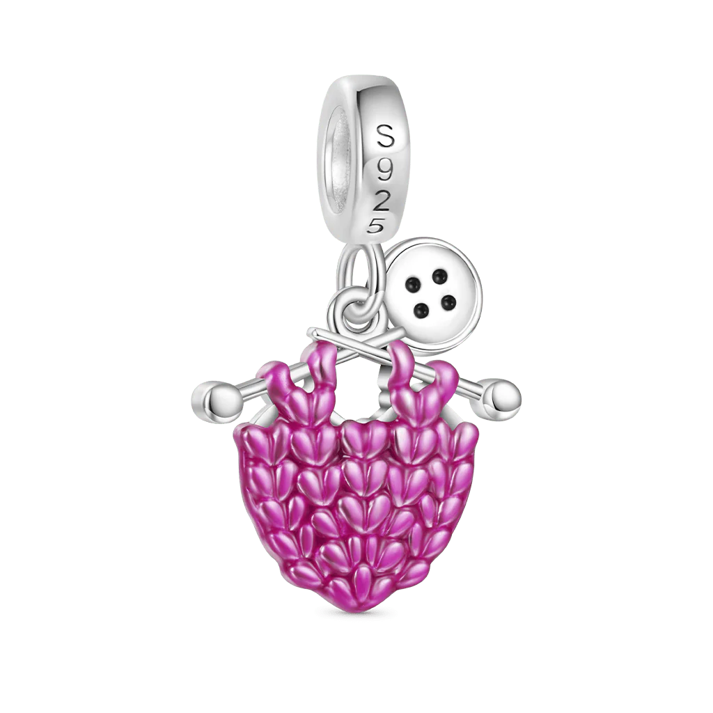 Gnoce Initial Letter Knitted Sweater Charm Platinum-plated Silver Blend - Image 2