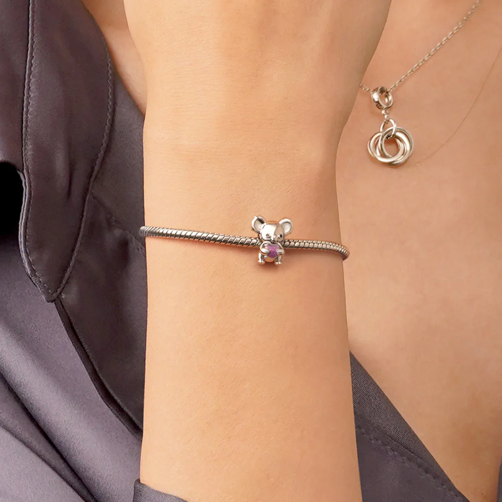 Gnoce Koala Embraces Heart Charm Platinum-plated Silver Blend - Image 5