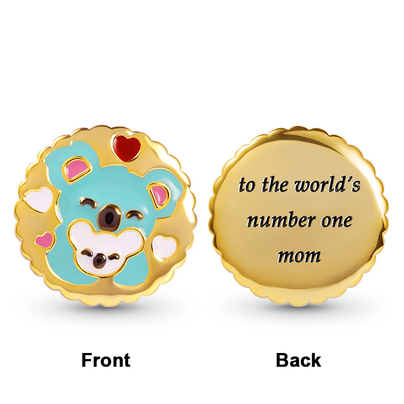 Koala Mother & Child Charm Bead Sterling Silver 18K Gold Plated Mother's Day Gift - Image 2