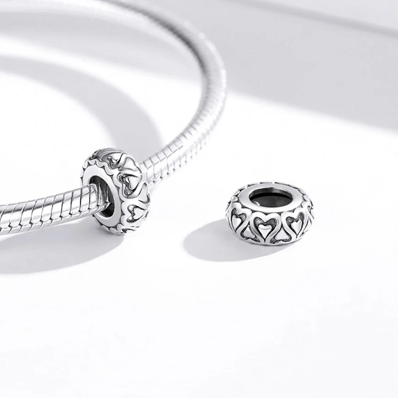 Lace Heart Stopper for Charm Bracelets 925 Sterling Silver - Image 2